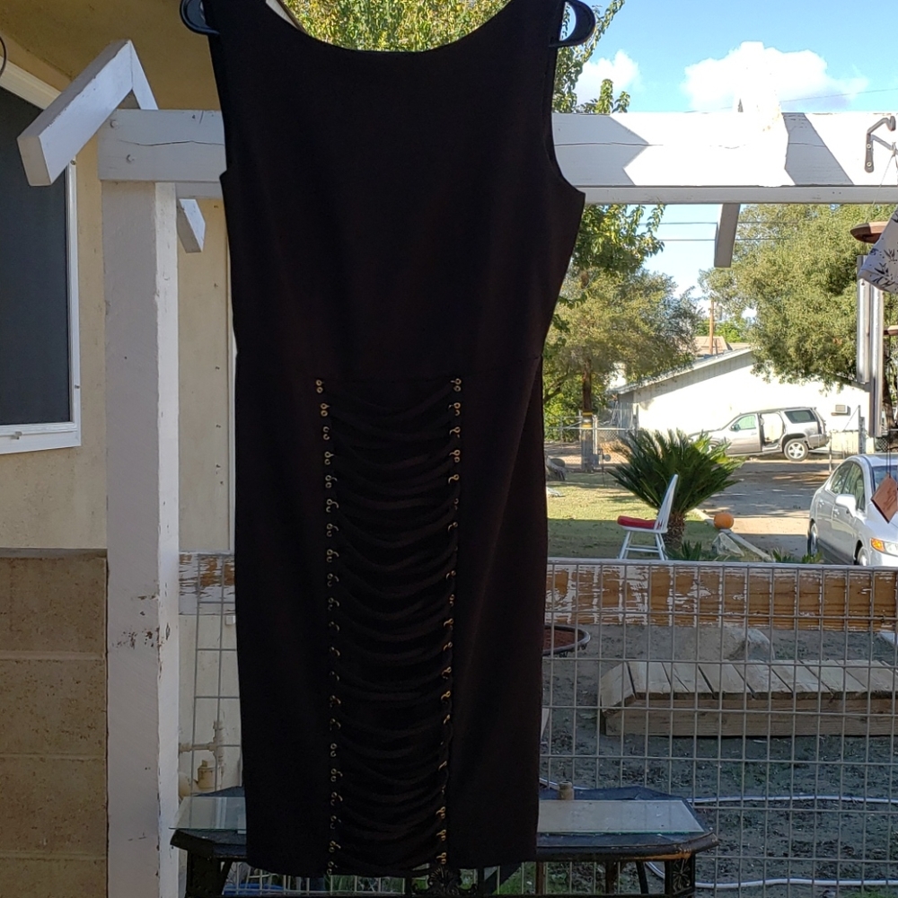 Bodycon Black Lace up Dress